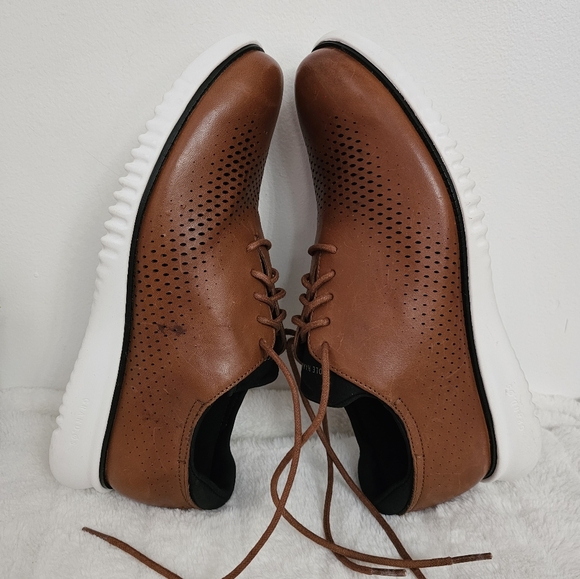 Cole Haan Mens 2.Zerogrand British Tan & Ivory Laser Wingtip Oxfords Size 8.5 - Picture 7 of 14